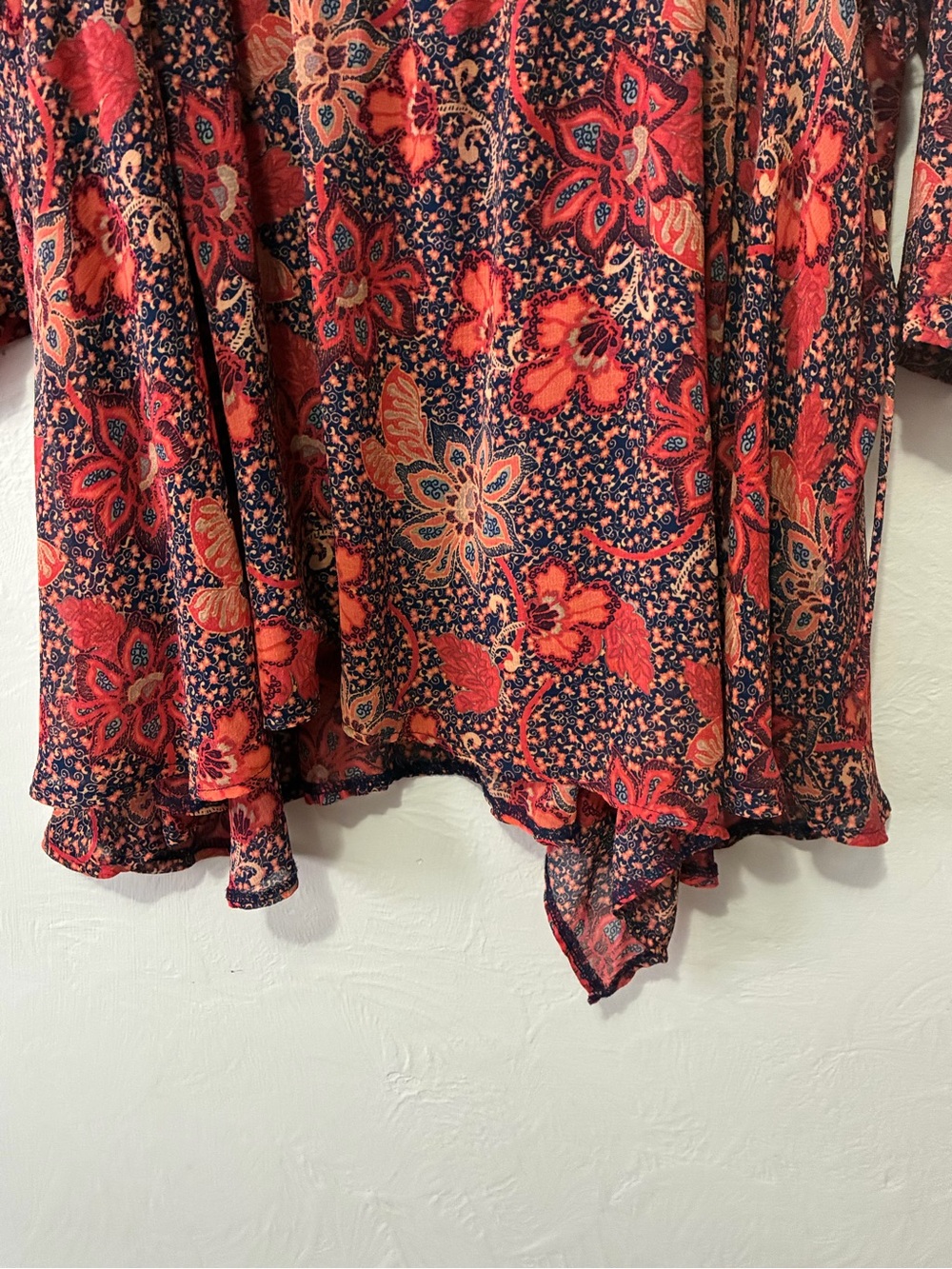 Free People Navy Dress with Red Floral Trim - Picture 10 of 12